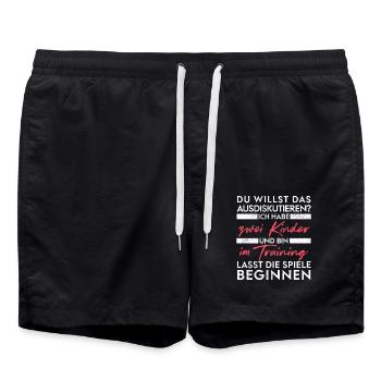 Du willst das ausdiskutieren - Vater Kinder - Badeshorts - Schwarz - Vorne - AI Model Male 185 light (185cm)