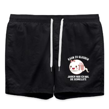 70 Jahre vor 70 Jahren schnellste 70. Geburtstag - Badeshorts - Schwarz - Vorne - AI Model Male 185 light (185cm)