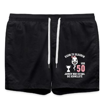 50 Jahre vor 50 Jahren schnellste 50. Geburtstag - Badeshorts - Schwarz - Vorne - AI Model Male 185 light (185cm)