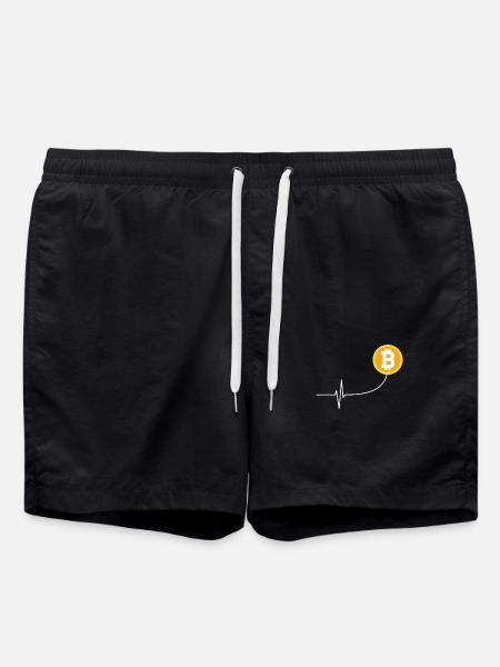 Bitcoin Heartbeat ECG Heartbeat Crypto Trade BTC - Swim Trunks - black