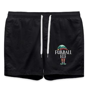 Weihnachten Partnerkostüm Fußball Elf Elfe Elfen - Badeshorts - Schwarz - Vorne - AI Model Male 185 light (185cm)