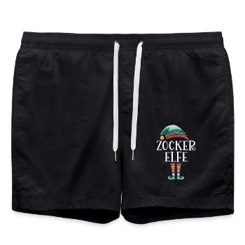 Weihnachten Partnerkostüm Zocker Elf Elfe Elfen - Badeshorts - Schwarz - Vorne - AI Model Male 185 light (185cm)