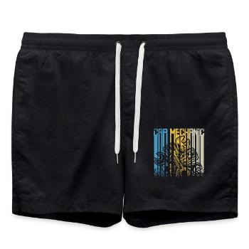 Mécanicien de voiture rétro vintage - Short de bain - noir - Devant - AI Model Male 185 light (185cm)