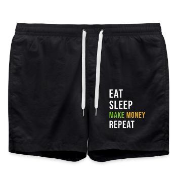 Money vedienen saying - Swim Trunks - black - Front - AI Model Male 185 light (185cm)