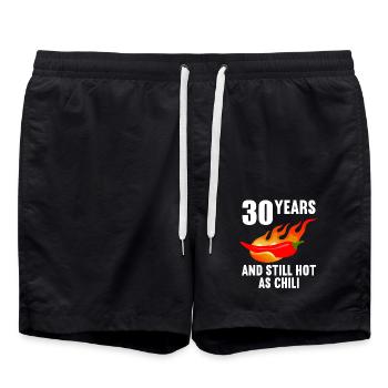 30 years hot as chili 30th birthday - Swim Trunks - black - Front - AI Model Male 185 light (185cm)