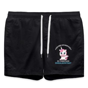 Geh us dem Weg unnötiger Sozialkontakt Einhorn - Badeshorts - Schwarz - Vorne - AI Model Male 185 light (185cm)