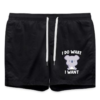 Koala Saying I do what I want - Swim Trunks - black - Front - AI Model Male 185 light (185cm)