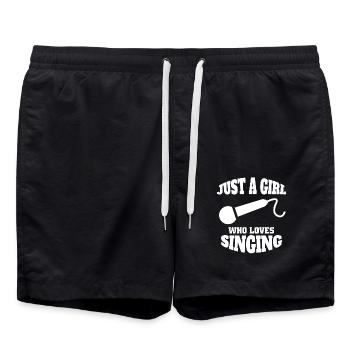 Singer Woman Microphone Music Girl Musician - Swim Trunks - black - Front - AI Model Male 185 light (185cm)