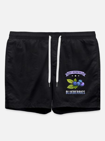 Blueberries saying - Swim Trunks - black