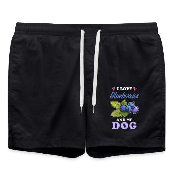 Blaubeeren und Hunde Spruch - Badeshorts - Schwarz - Vorne - AI Model Male 185 light (185cm)