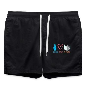 Techno - Badeshorts - Schwarz - Vorne - AI Model Male 185 light (185cm)