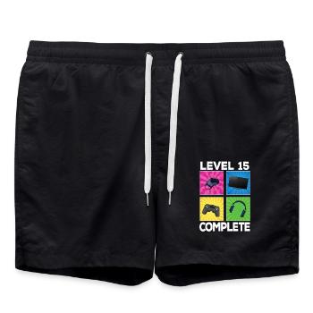 Level 15 complete 2007 Game 15th Birthday - Swim Trunks - black - Front - AI Model Male 185 light (185cm)