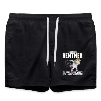 Einhorn Ruhestand Rentnerin Rentner Rente 2022 - Badeshorts - Schwarz - Vorne - AI Model Male 185 light (185cm)