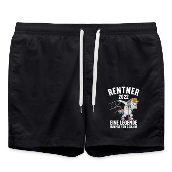 Einhorn Ruhestand Rentnerin Rentner Rente 2022 - Badeshorts - Schwarz - Vorne - AI Model Male 185 light (185cm)