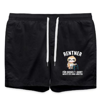 Faultier Ruhestand Rentnerin Rentner Rente 2022 - Badeshorts - Schwarz - Vorne - AI Model Male 185 light (185cm)