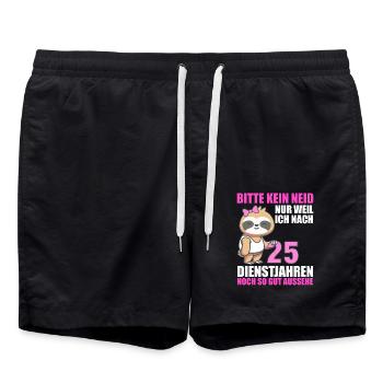 25 Jahre im Dienst 25 Jähriges Dienstjubiläum - Badeshorts - Schwarz - Vorne - AI Model Male 185 light (185cm)