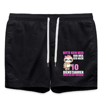 10 Jahre im Dienst 10 Jähriges Dienstjubiläum - Badeshorts - Schwarz - Vorne - AI Model Male 185 light (185cm)