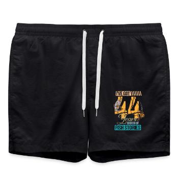 44th Birthday Angler Fishing Vintage Gift - Swim Trunks - black - Front - AI Model Male 185 light (185cm)
