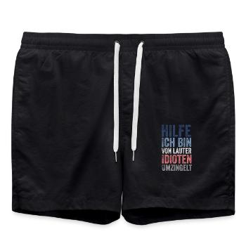 Hilfe ich bin von lauter Idioten umzingelt - Badeshorts - Schwarz - Vorne - AI Model Male 185 light (185cm)