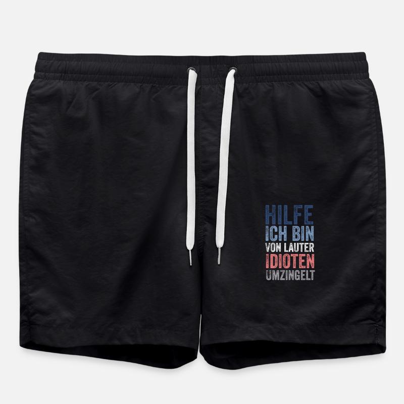 Hilfe ich bin von lauter Idioten umzingelt - Badeshorts - Schwarz
