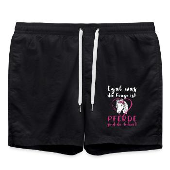 Pferde Reiterin Lustiger Spruch - Badeshorts - Schwarz - Vorne - AI Model Male 185 light (185cm)