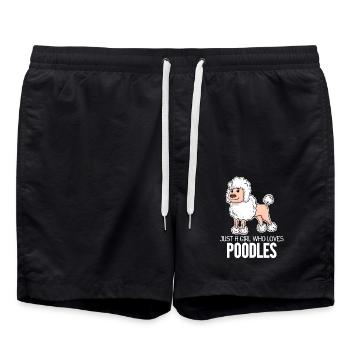Pudel Hund - Badeshorts - Schwarz - Vorne - AI Model Male 185 light (185cm)