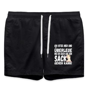 Auf den Sack gehen kann - für eine Zicke - Badeshorts - Schwarz - Vorne - AI Model Male 185 light (185cm)