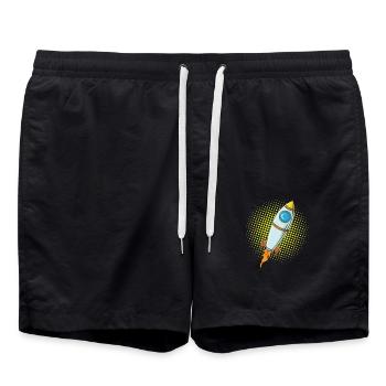 Moon Rocket Spaceship Comic Missile - Swim Trunks - black - Front - AI Model Male 185 light (185cm)
