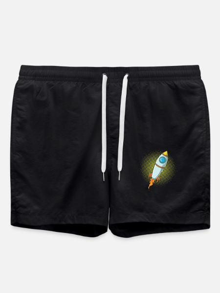 Moon Rocket Spaceship Comic Missile - Swim Trunks - black