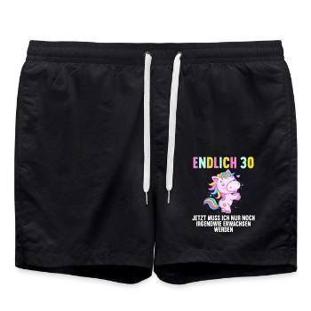 30 Jahre Nur noch erwachsen werden 30. Geburtstag - Badeshorts - Schwarz - Vorne - AI Model Male 185 light (185cm)