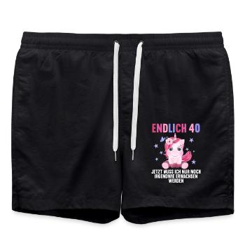 40 Jahre Nur noch erwachsen werden 40. Geburtstag - Badeshorts - Schwarz - Vorne - AI Model Male 185 light (185cm)