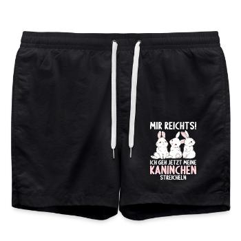 Hase Mir reichts ich geh Kaninchen streicheln - Badeshorts - Schwarz - Vorne - AI Model Male 185 light (185cm)