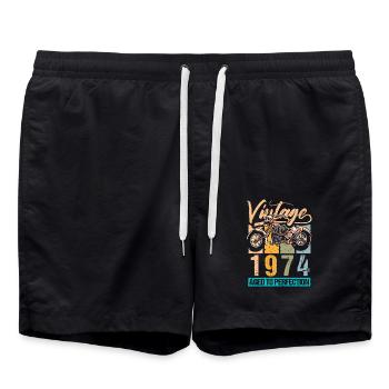 Birthday 1974 74 Vintage Biker Vintage Gift - Swim Trunks - black - Front - AI Model Male 185 light (185cm)