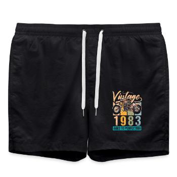 Birthday 1983 83 Vintage Biker Vintage Gift - Swim Trunks - black - Front - AI Model Male 185 light (185cm)