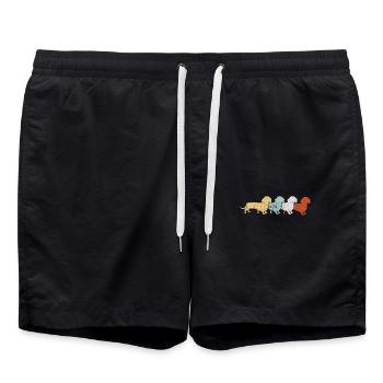 Dackel Retro Vintage - Badeshorts - Schwarz - Vorne - AI Model Male 185 light (185cm)
