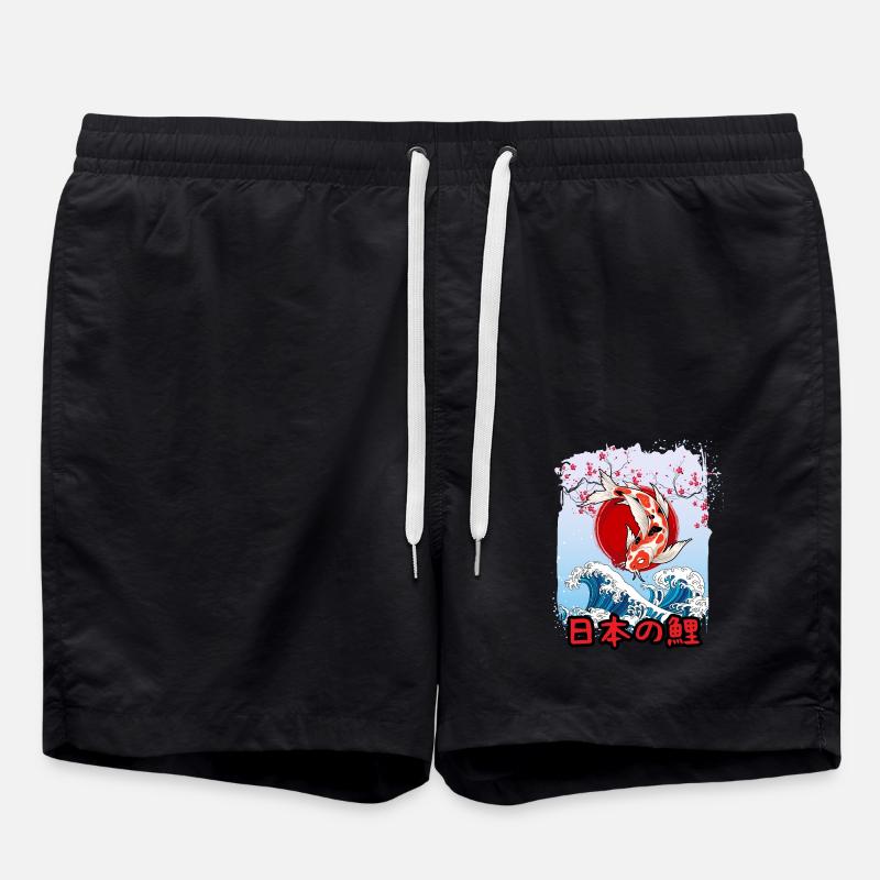 Japanese Koi Carp Angler - Swim Trunks - black