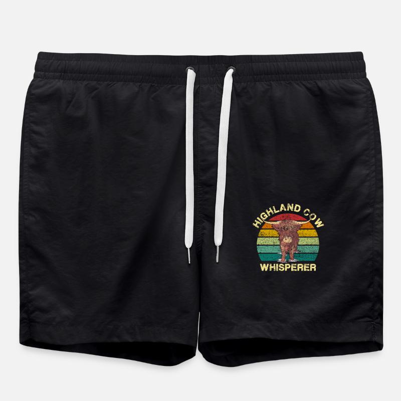 Highland Cow Whisperer - Swim Trunks - black