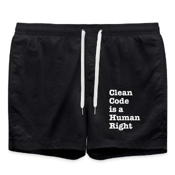 Clean Code is a Human Right - Funny Gift Programer - Swim Trunks - black - Front - AI Model Male 185 light (185cm)