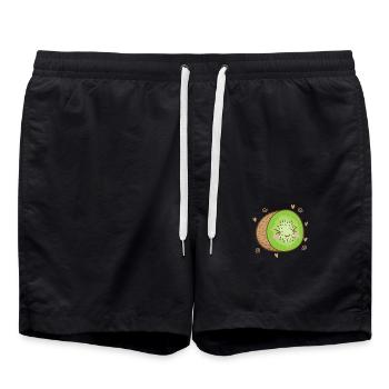 Kiwi sliced fruit fruit animal - Swim Trunks - black - Front - AI Model Male 185 light (185cm)