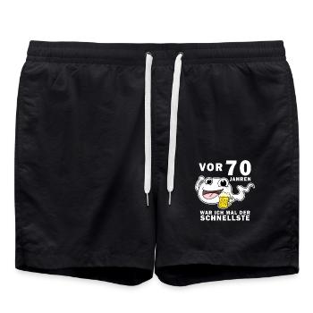 70 Jubiläum Spruch - 70 Jahre - 70. Geburtstag - Badeshorts - Schwarz - Vorne - AI Model Male 185 light (185cm)