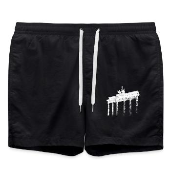 Berlin Brandenburger Tor Vintage Skyline Berliner - Badeshorts - Schwarz - Vorne - AI Model Male 185 light (185cm)