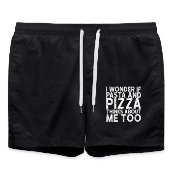 Pizza et pâtes - Short de bain - noir - Devant - AI Model Male 185 light (185cm)