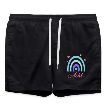 8. Geburtstag Regenbogen - Badeshorts - Schwarz - Vorne - AI Model Male 185 light (185cm)