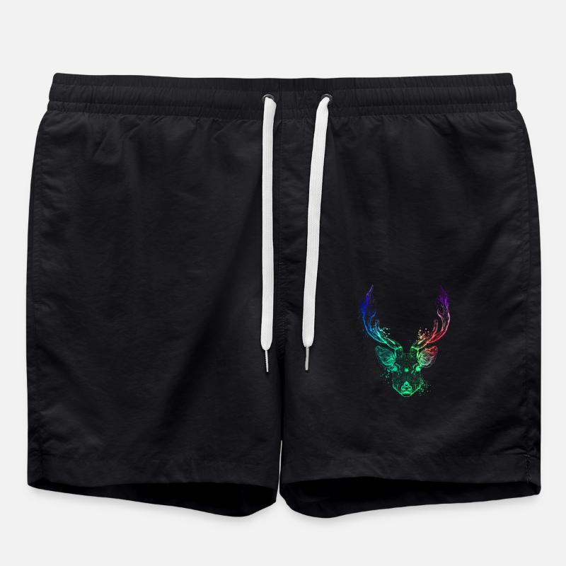 Farbenfroher Hirschkopf - Badeshorts - Schwarz