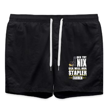 DER TUT NIX DER WILL NUR STAPLER FAHREN - Badeshorts - Schwarz - Vorne - AI Model Male 185 light (185cm)