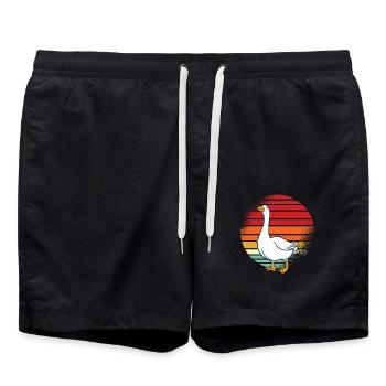 Gans Retro - Badeshorts - Schwarz - Vorne - AI Model Male 185 light (185cm)