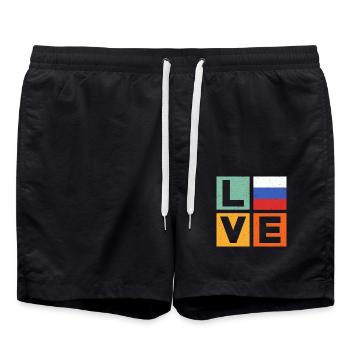 Russland Liebe - Badeshorts - Schwarz - Vorne - AI Model Male 185 light (185cm)