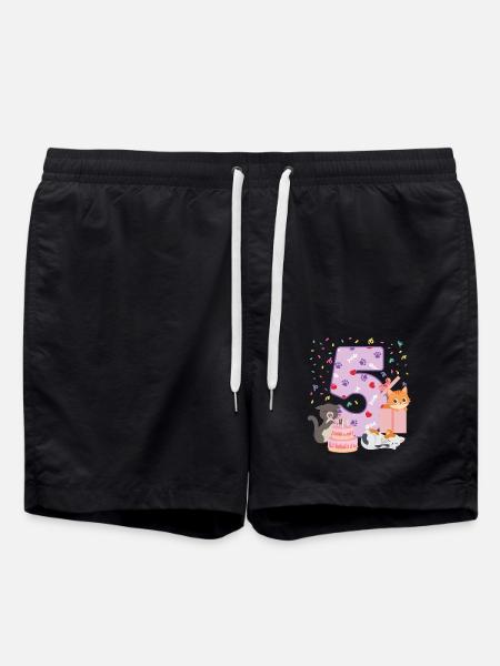 5. Geburtstag Mädchen Katzen Outfit 5 Jahr alt - Badeshorts - Schwarz