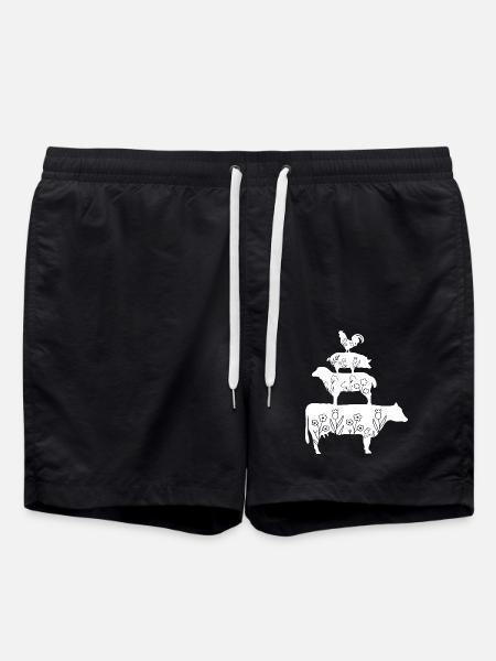 Farm - Animals - Farmer - Floral - Swim Trunks - black