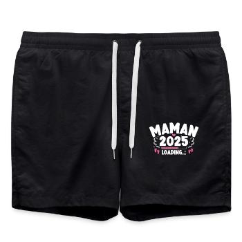 Bébé Grossesse Annonce Naissance Maman 2025 - Short de bain - noir - Devant - AI Model Male 185 light (185cm)